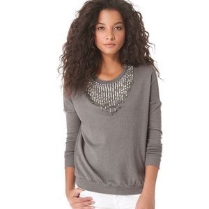 Haute Hippie grey jeweled sweater